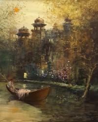 A. Q. Arif, 22 x 28 Inch, Oil on Canvas, Citysscape Painting, AC-AQ-415